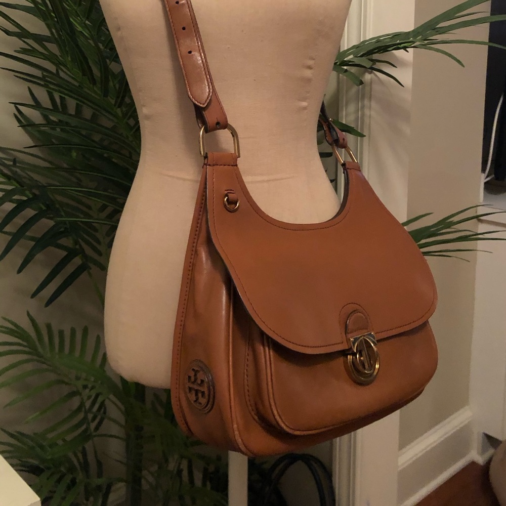 Tory Burch brown James Saddle Crossbody Handbag